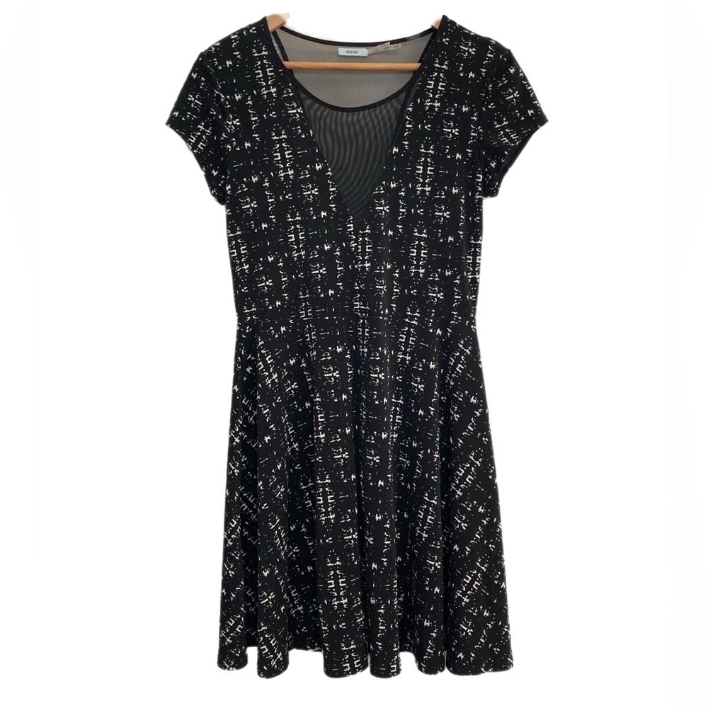 Kimchi Blue black & white mesh insert skater fit and flare dress - Picture 2 of 5